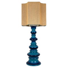 Blue Ceramic Table Lamp with New Custom Made Lampshade René Houben, 1960