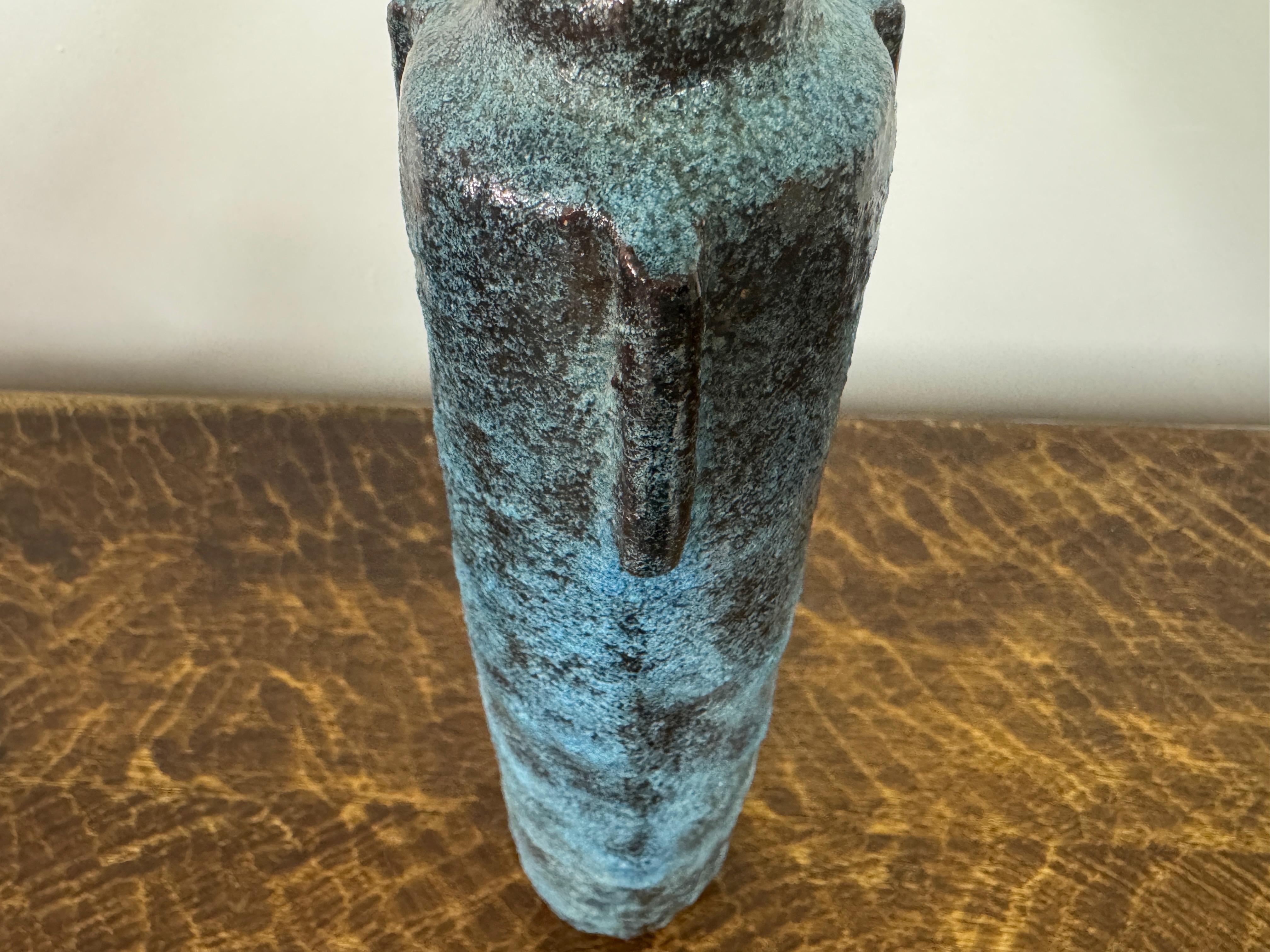 Blaue Keramiktischlampe mit gewebtem Schirm, 1960er Jahre im Angebot 7