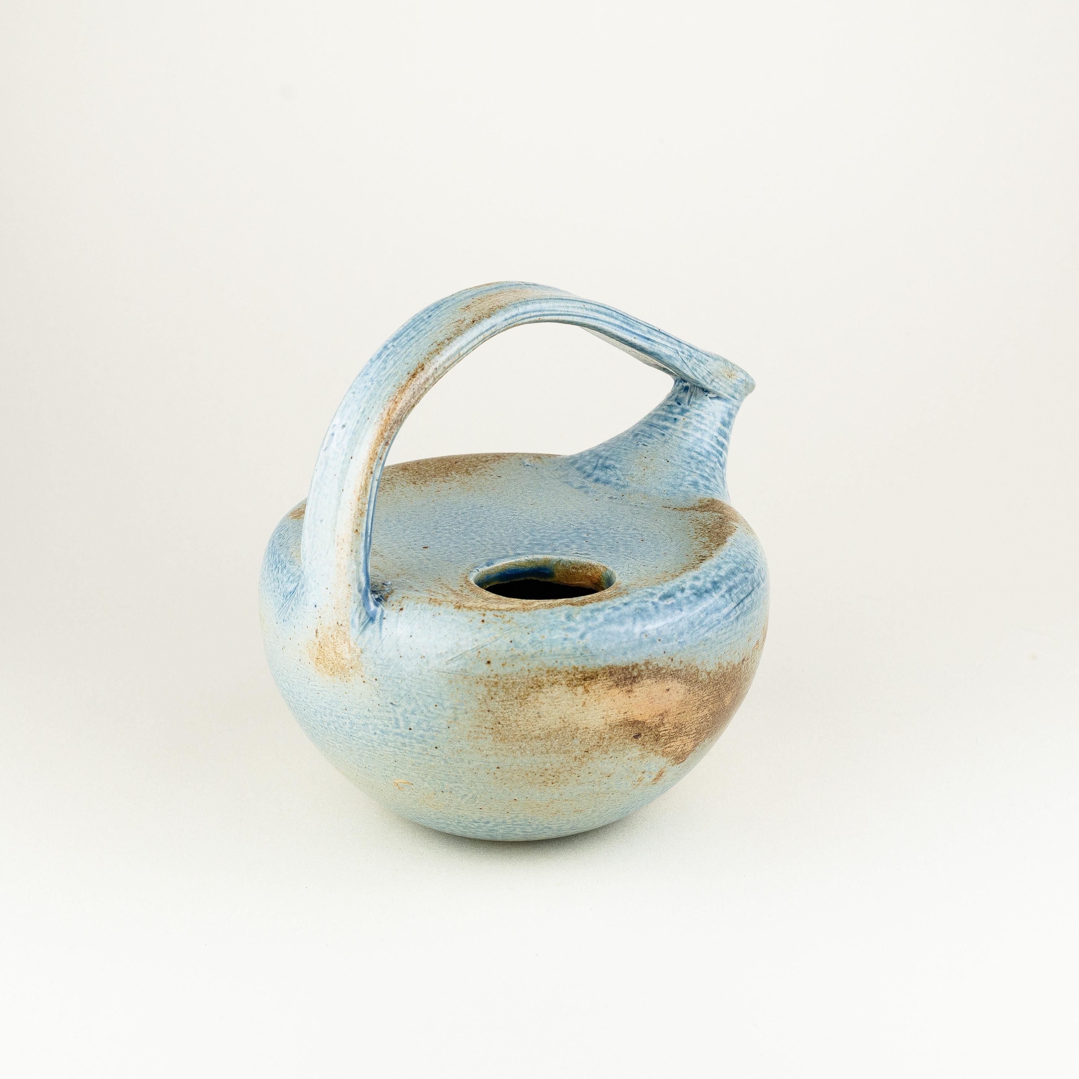 20th Century Blue Ceramic Tea Pot, Mid-Century Modern France For Sale