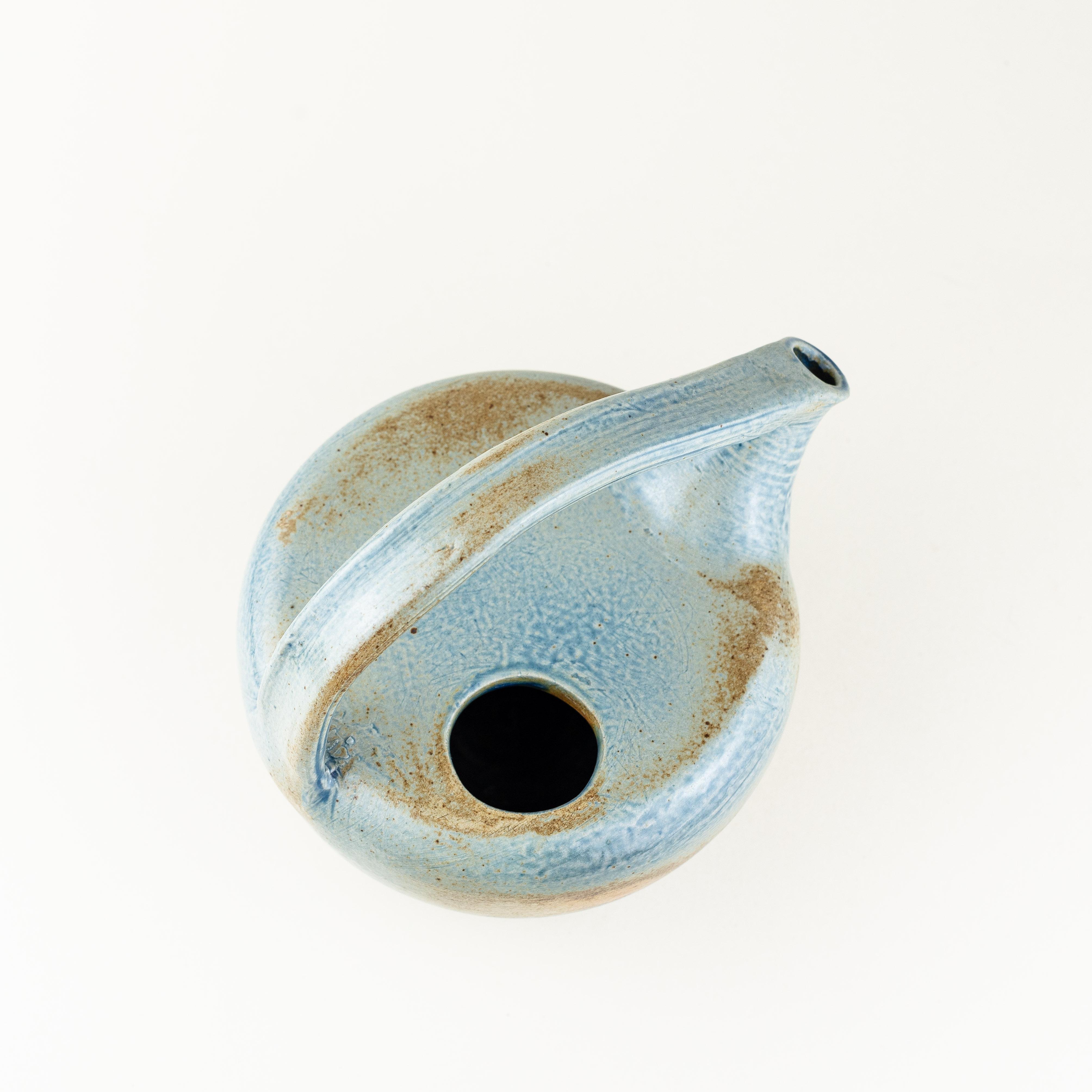 Blue Ceramic Tea Pot, Mid-Century Modern France For Sale 1