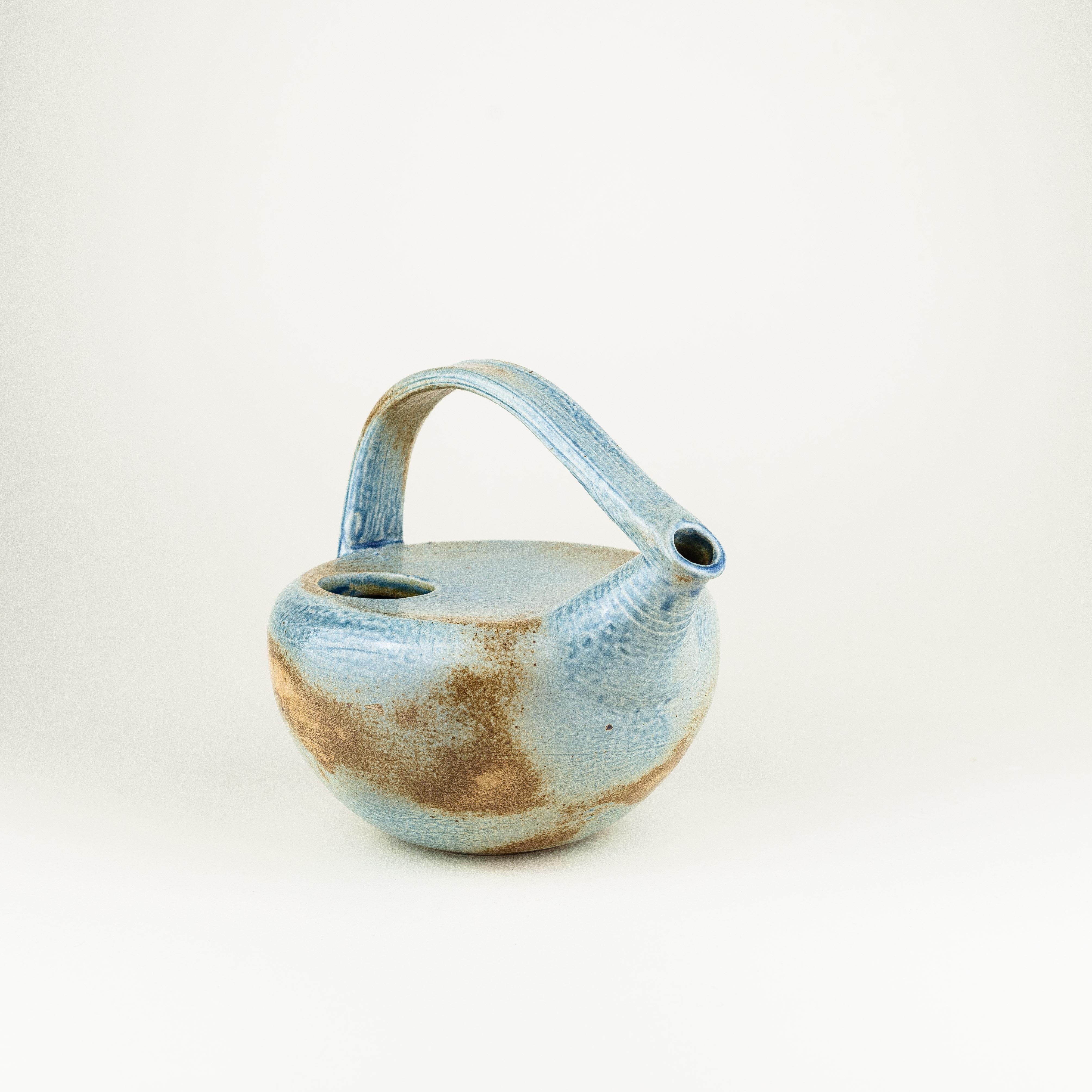 Blue Ceramic Tea Pot, Mid-Century Modern France For Sale 2