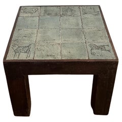 Mesa auxiliar de cerámica azul de Jacques Blin