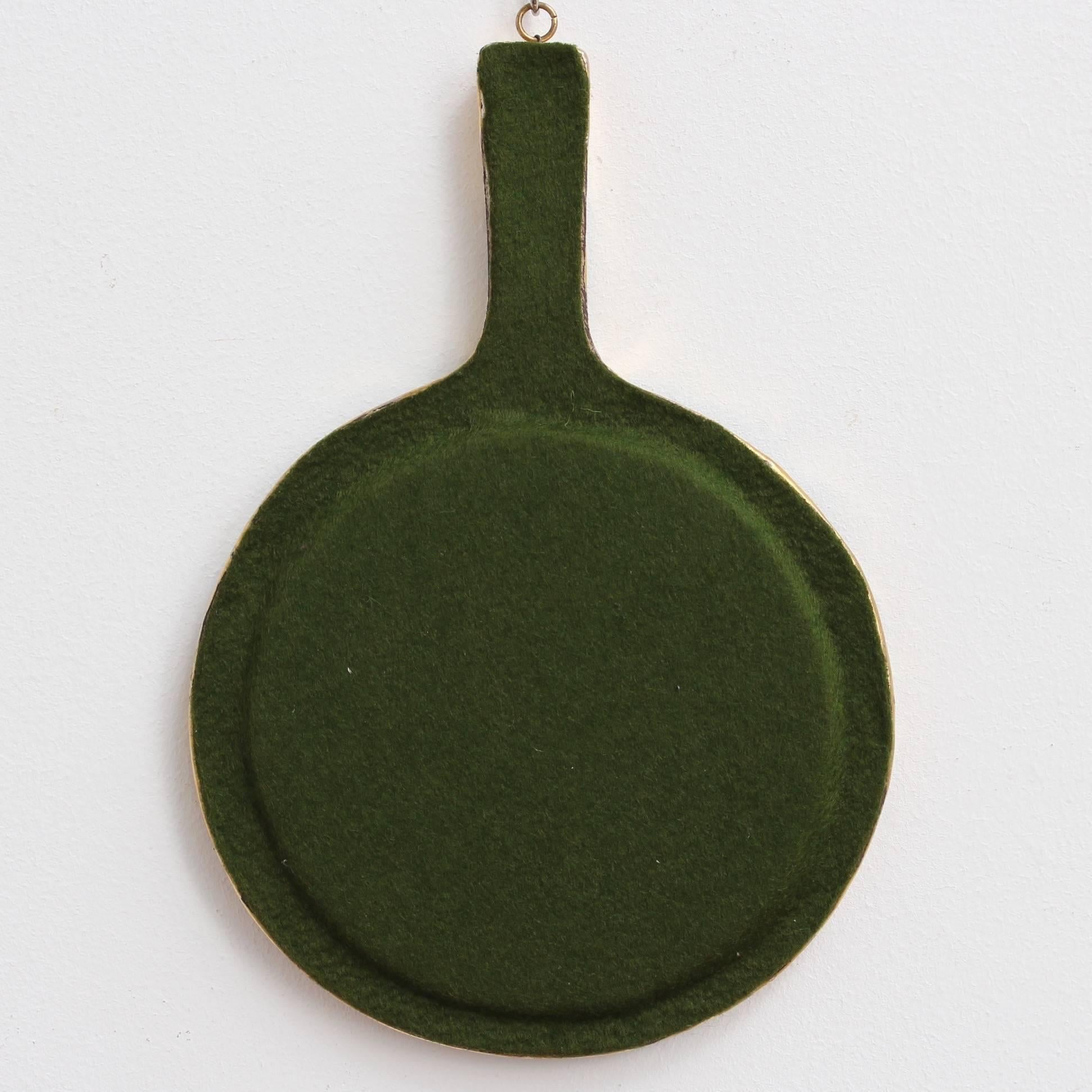 Blue Ceramic Tiled Hand Mirror by Mithé Espelt, circa 1970s 3