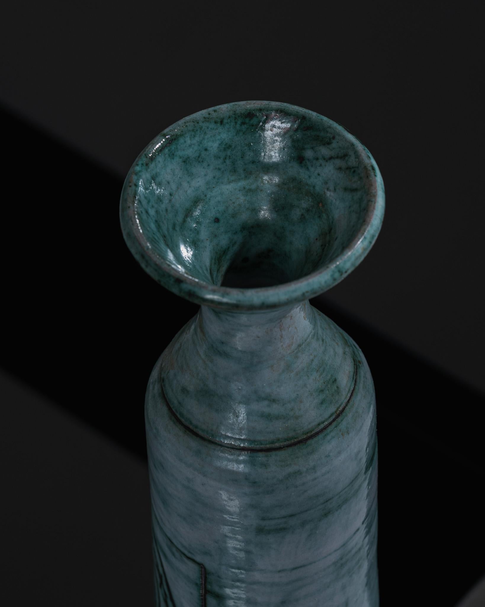 20th Century Blue Ceramic Vase, Bernard Leclerc, 1980s For Sale