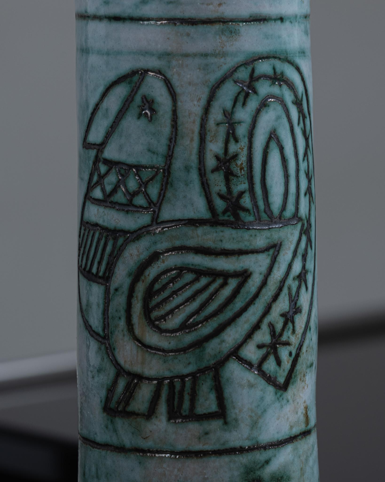Blue Ceramic Vase, Bernard Leclerc, 1980s For Sale 1