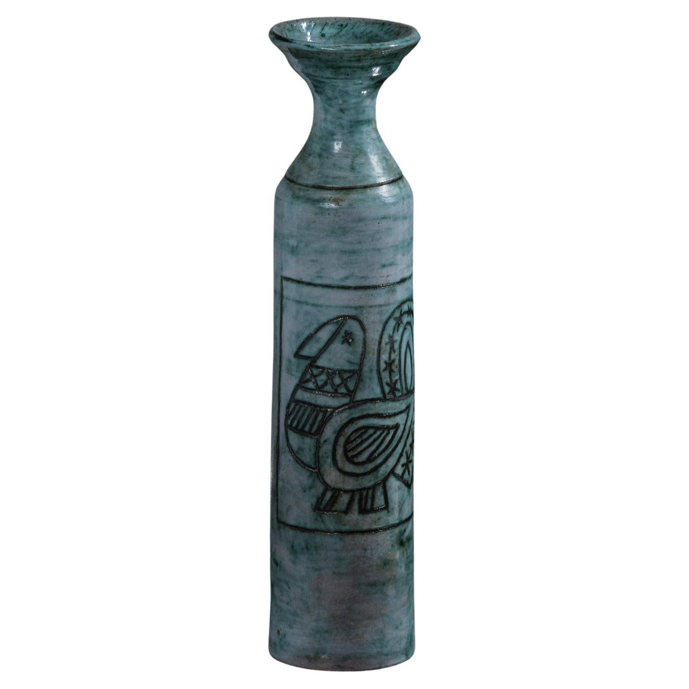 Blue Ceramic Vase, Bernard Leclerc, 1980s