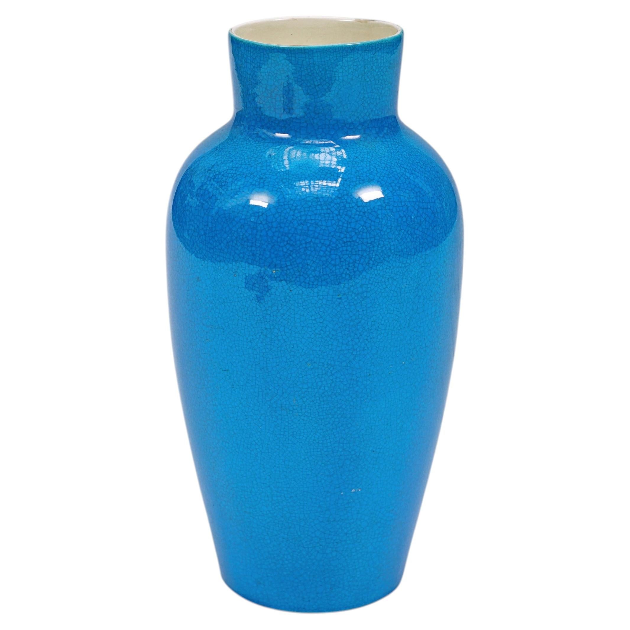 Blue ceramic vase by Boch