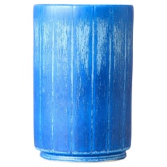 Blue Ceramic Vase by Eva Jancke Bjork for Bo Fajans, Sweden, 1940s.