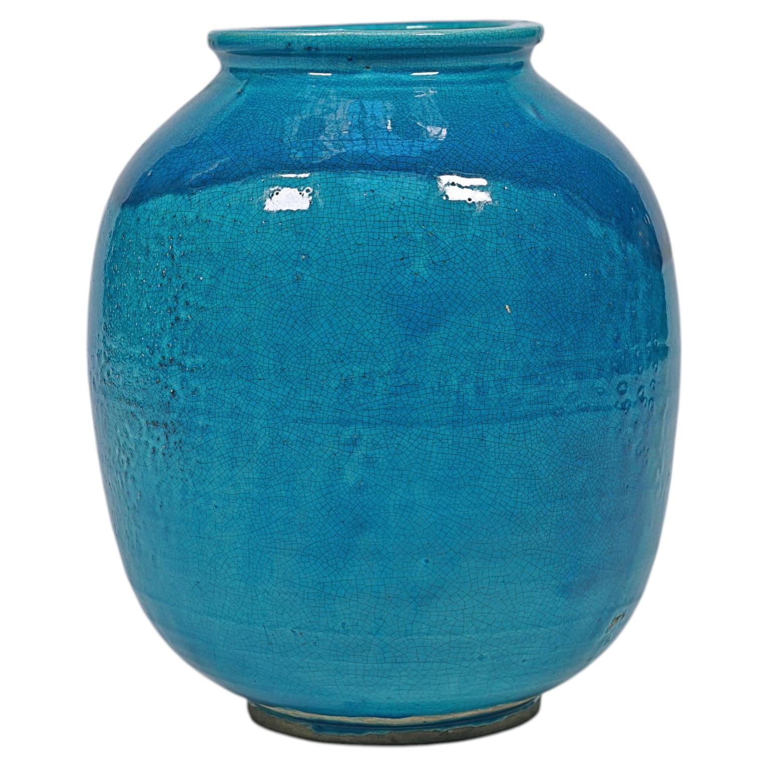 Blue ceramic vase by Jean Besnard