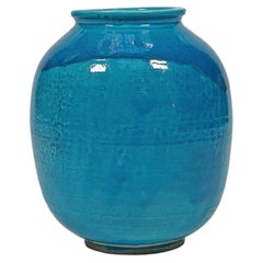 Blue ceramic vase by Jean Besnard