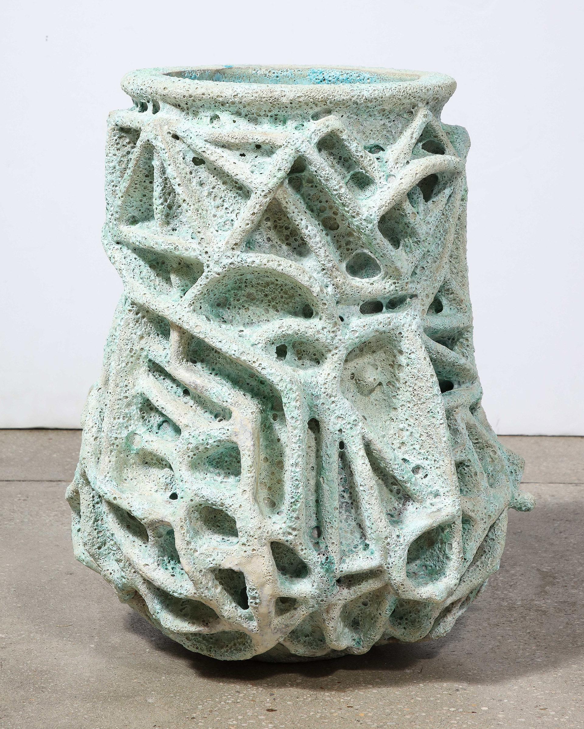 Blue Ceramic Vase by Shizue Imai In New Condition For Sale In New York, NY