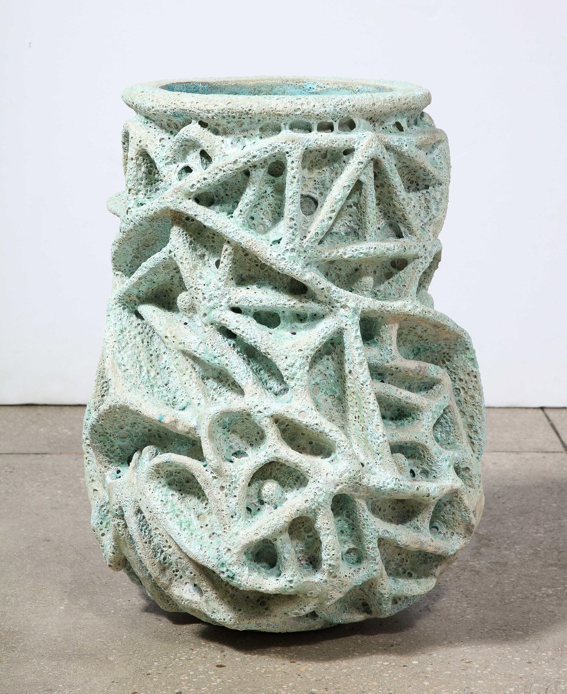 Contemporary Blue Ceramic Vase by Shizue Imai For Sale