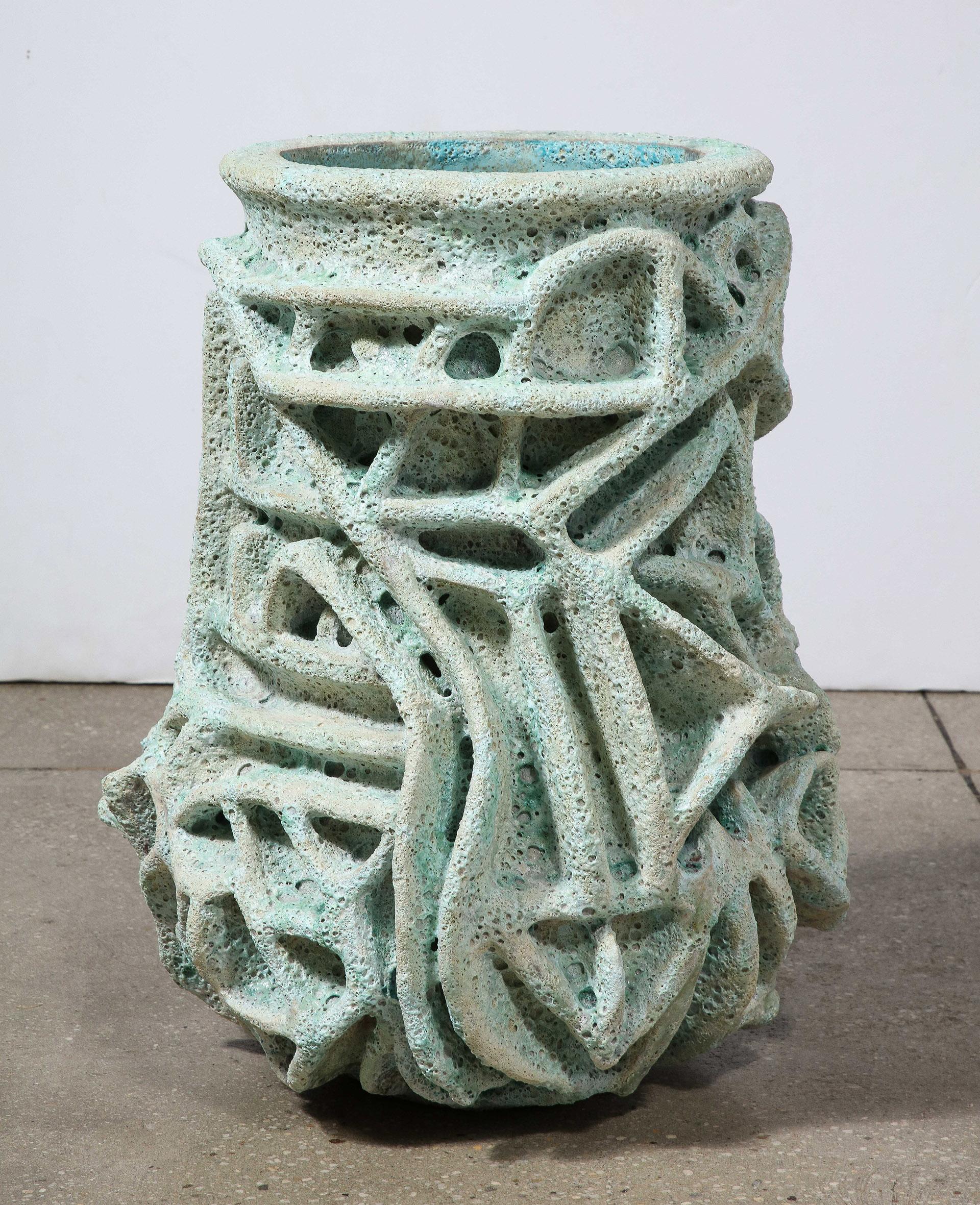 Blue Ceramic Vase by Shizue Imai For Sale 1