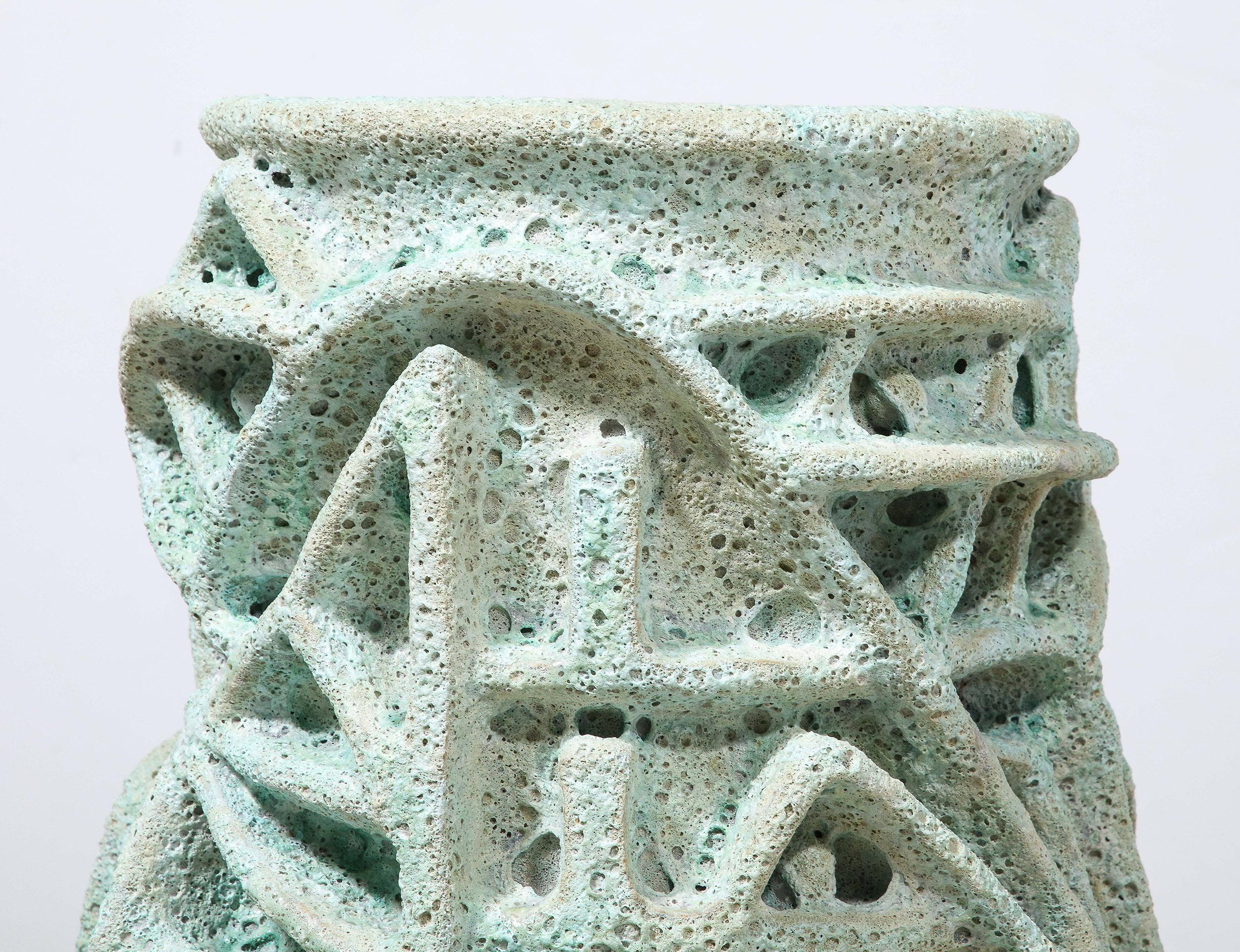 Blue Ceramic Vase by Shizue Imai For Sale 2