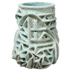 Blue Ceramic Vase by Shizue Imai