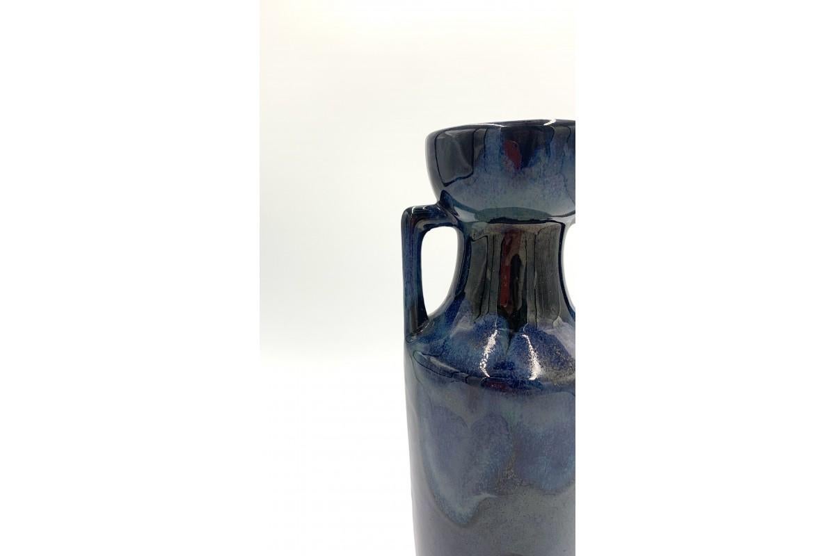 Blue Ceramic Vase In Good Condition In Chorzów, PL