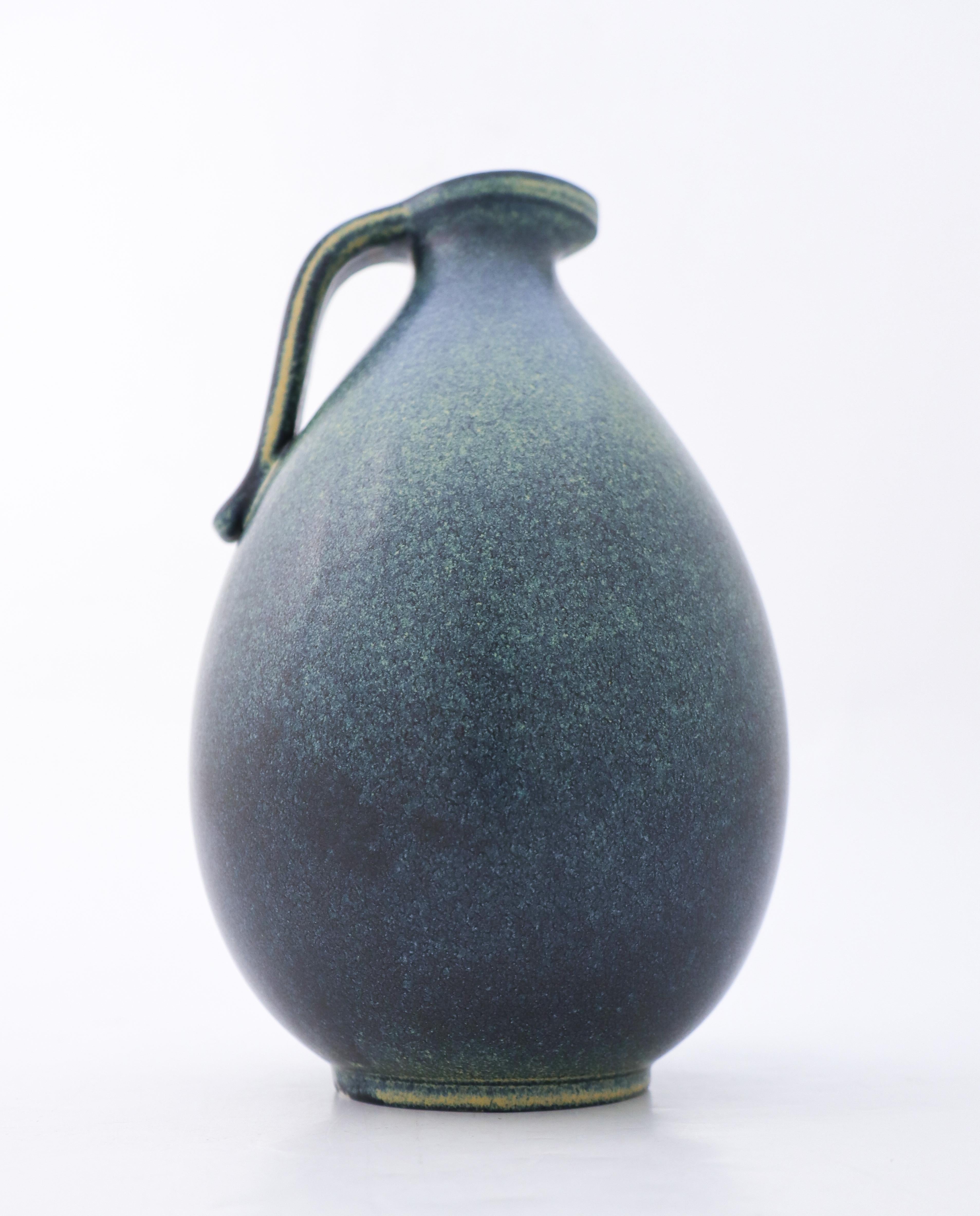 Scandinavian Modern Blue Ceramic Vase, Gunnar Nylund, Rörstrand, Scandinavian Midcentury Vintage For Sale
