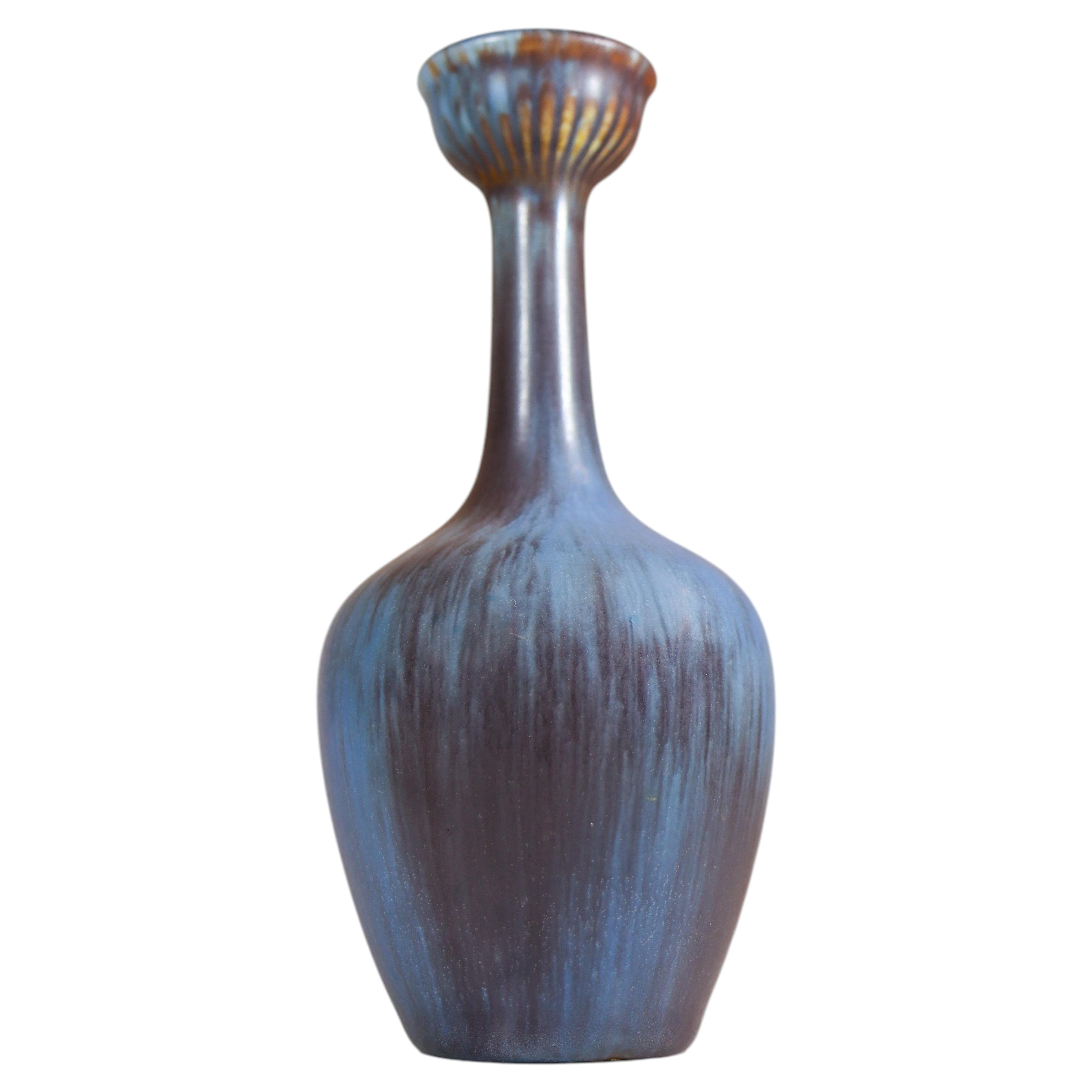 Blue Ceramic Vase Gunnar Nylund, Rörstrand, Scandinavian Midcentury Vintage