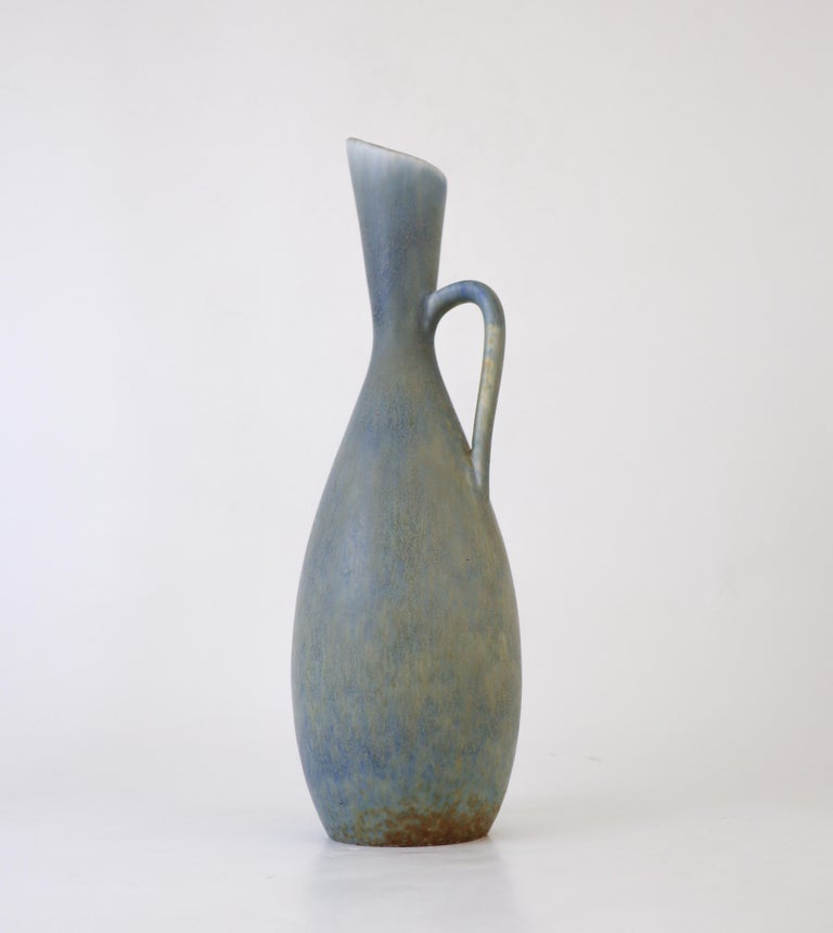 Vase Céramique Bleu Vintage Carl-Harry Stålhane Pour Rörstrand - Scandinave Années 1940