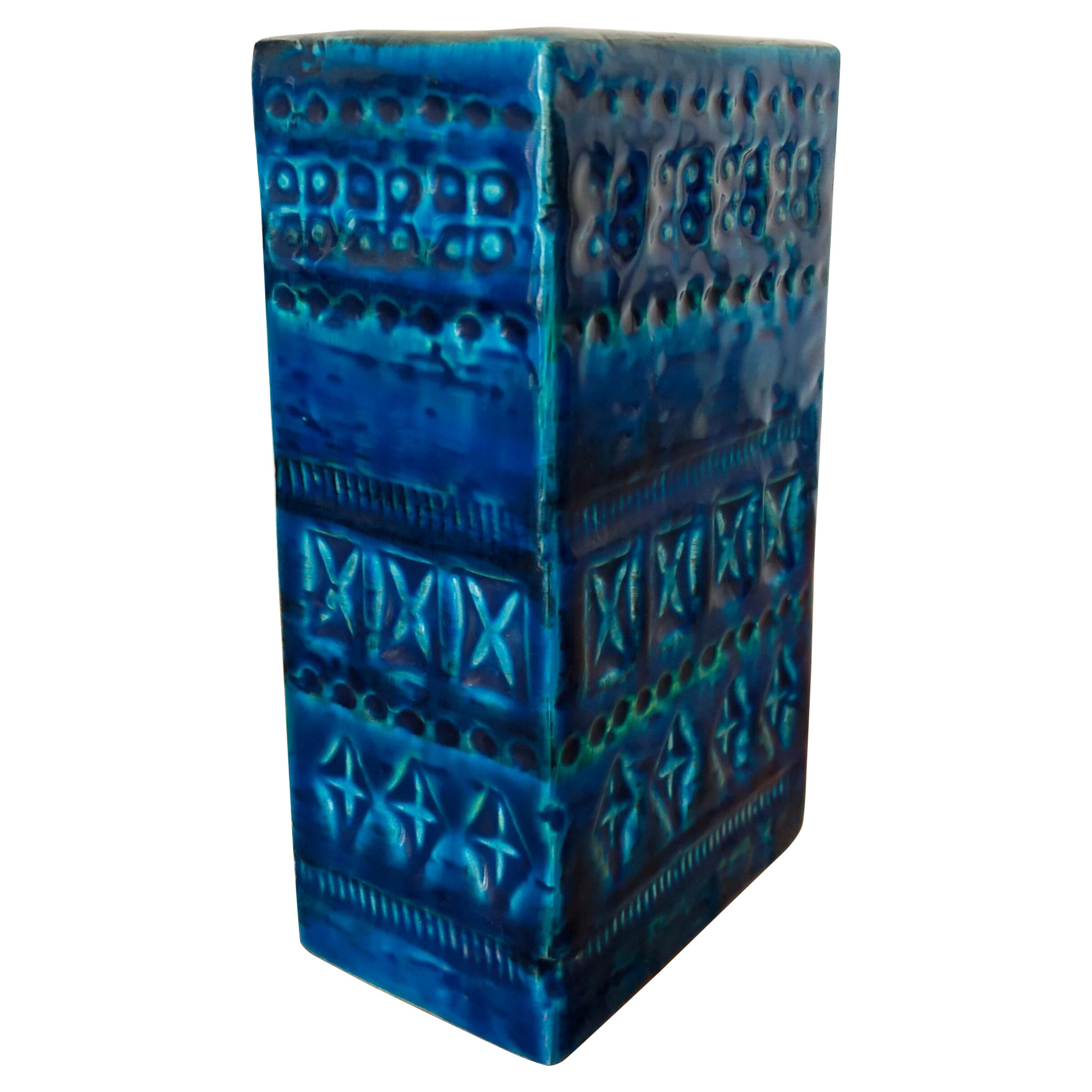 Blue Ceramic Vase of Rimini Blu Collection by Aldo Londi for Bitossi For Sale
