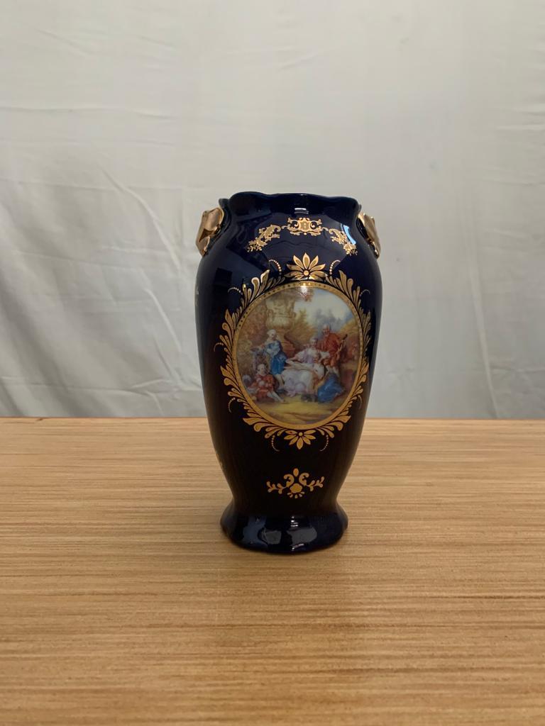 Vaso in ceramica blu con decorazione di Napoleone III, fine XIX secolo in vendita 1