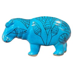Blue Ceramic "William the Hippo" Sculpture by Metropolitan Museum