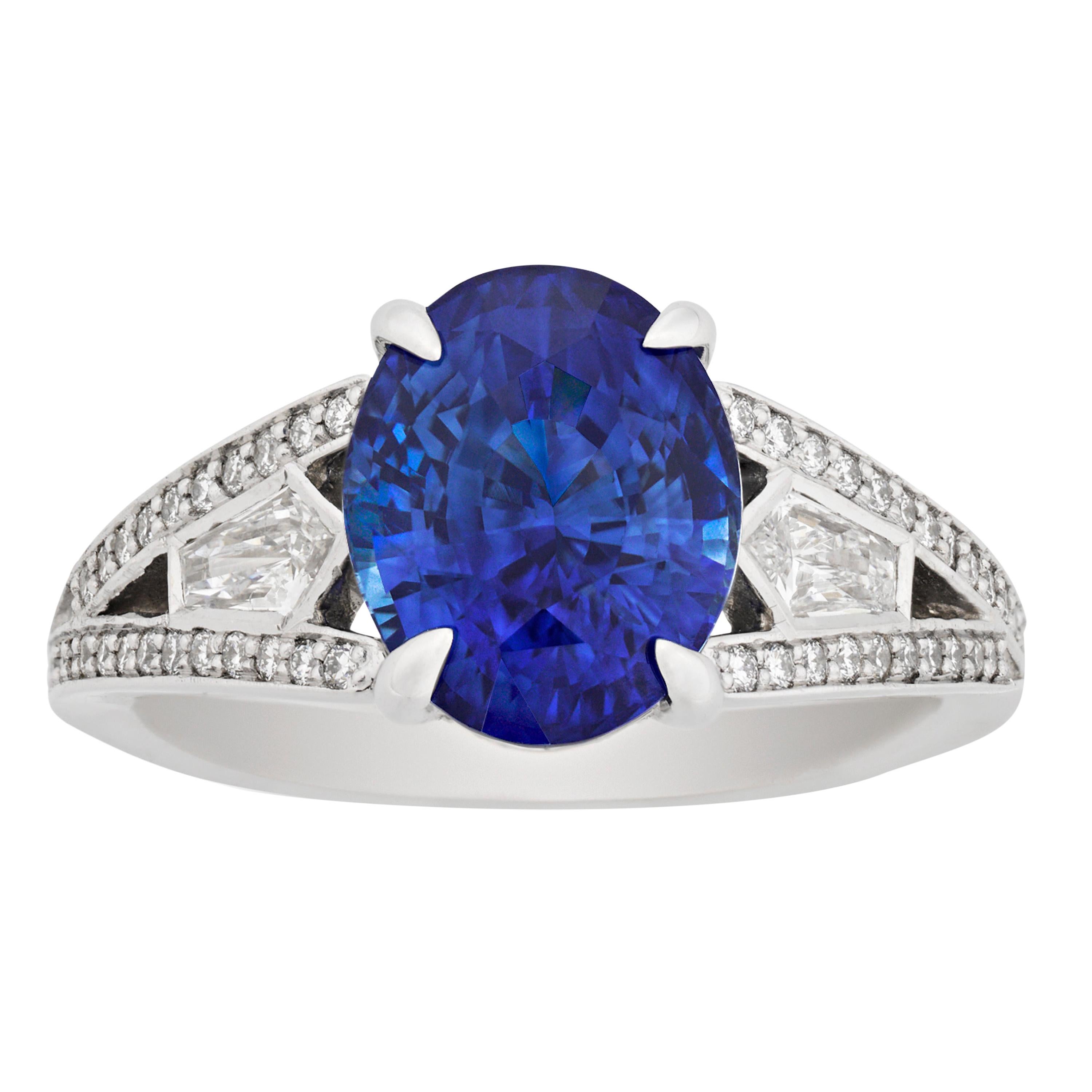 Blue Ceylon Sapphire Ring, 4.15 Carat