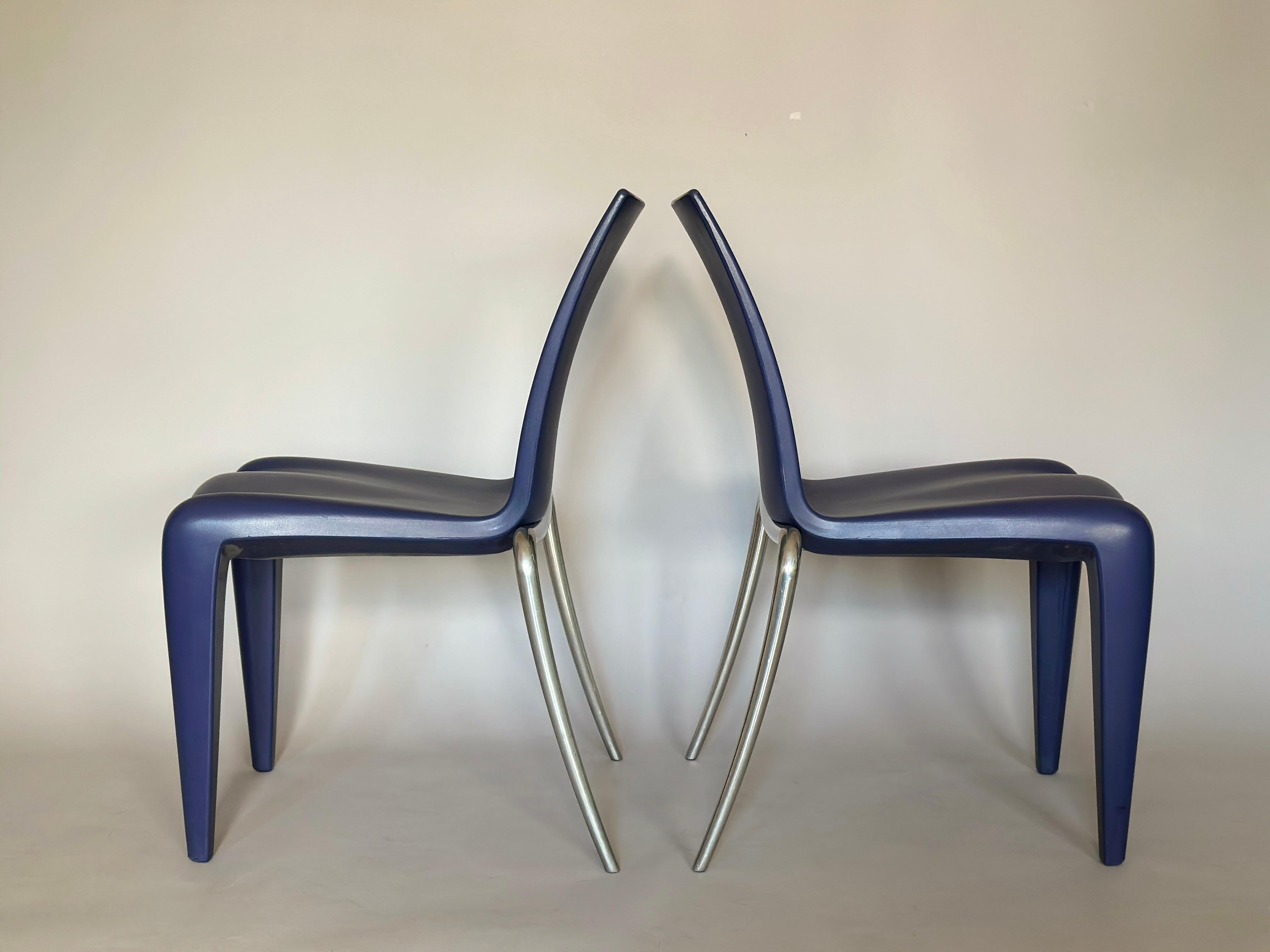 Mid-Century Modern Chaise bleue Louis 20 par Philipe Starck pour Vitra, vers 1990 en vente