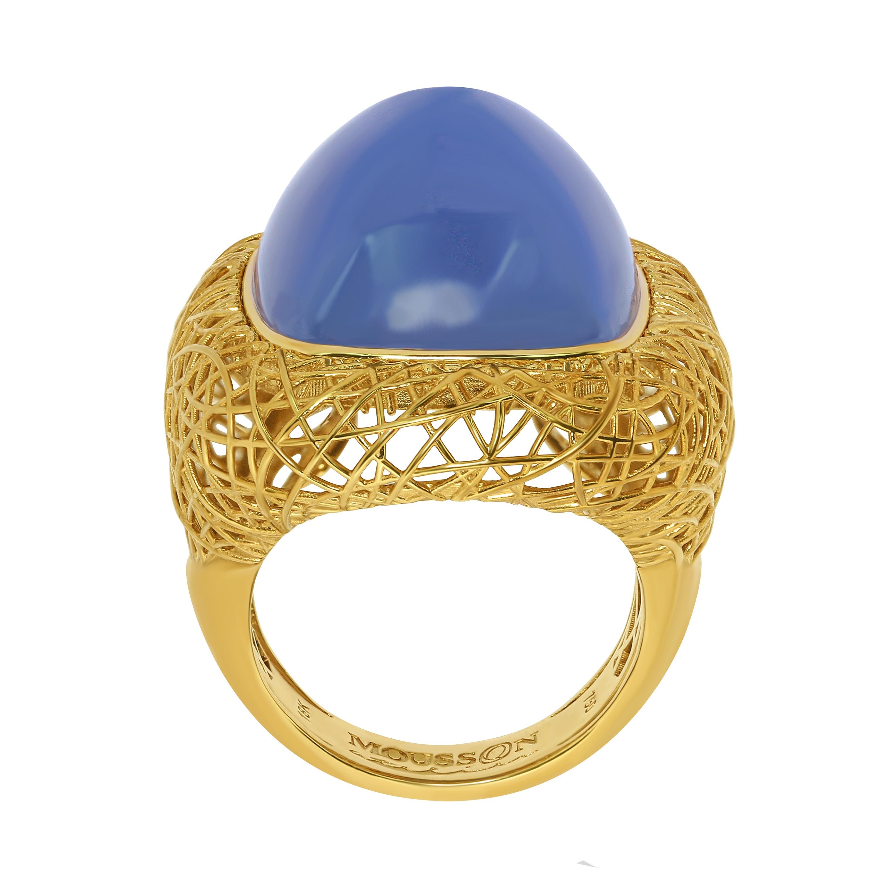 Blue Chalcedony 18 Karat Yellow Gold Rolling Stones Suite 2