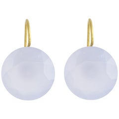 Ico & the Bird Fine Jewelry Chalcedony  22 Karat Gold Earrings