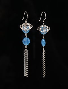 Blue Chalcedony and Silver Ear Wires