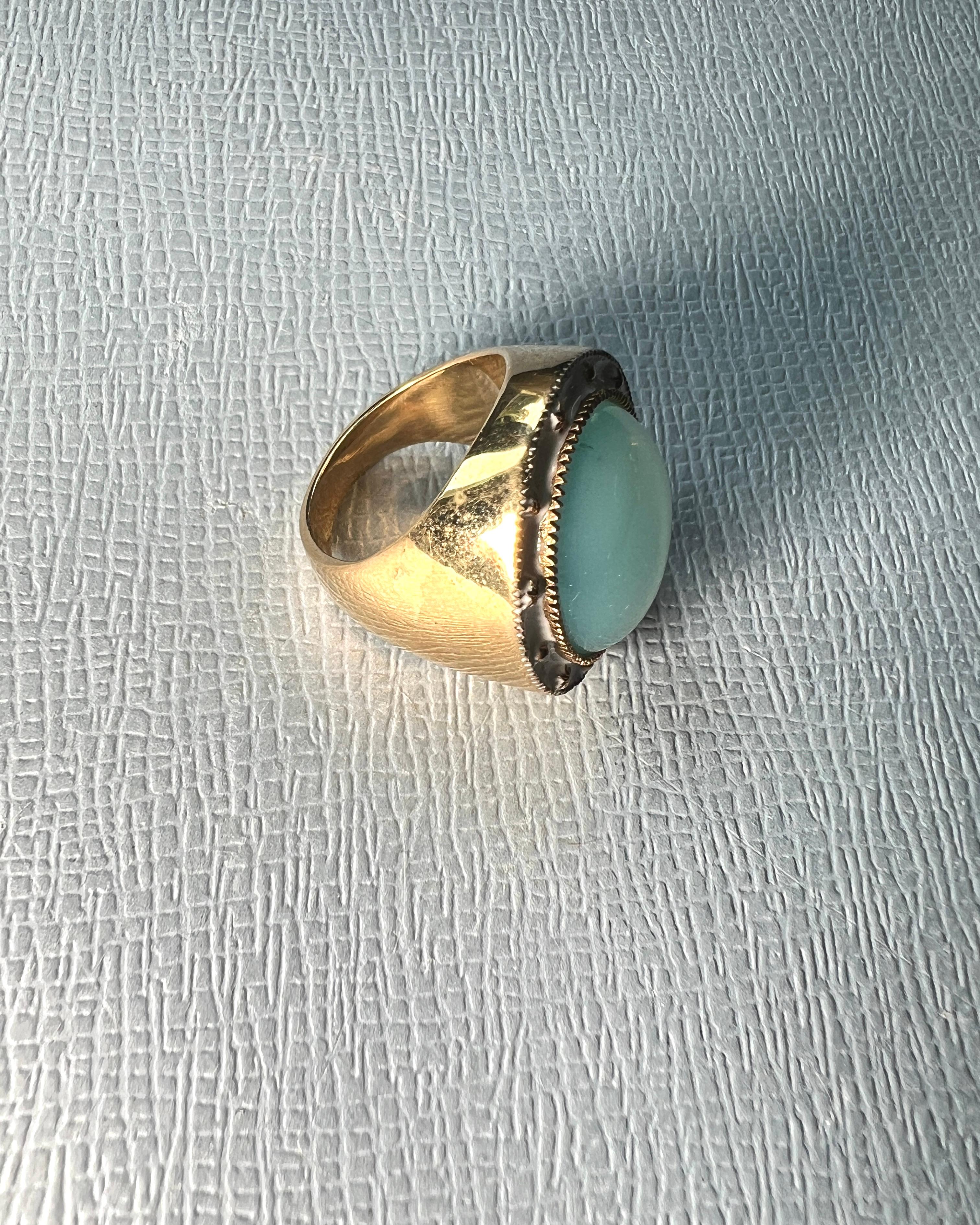 Bague cocktail calcédoine bleue émail blanc J DAUPHIN en vente 6