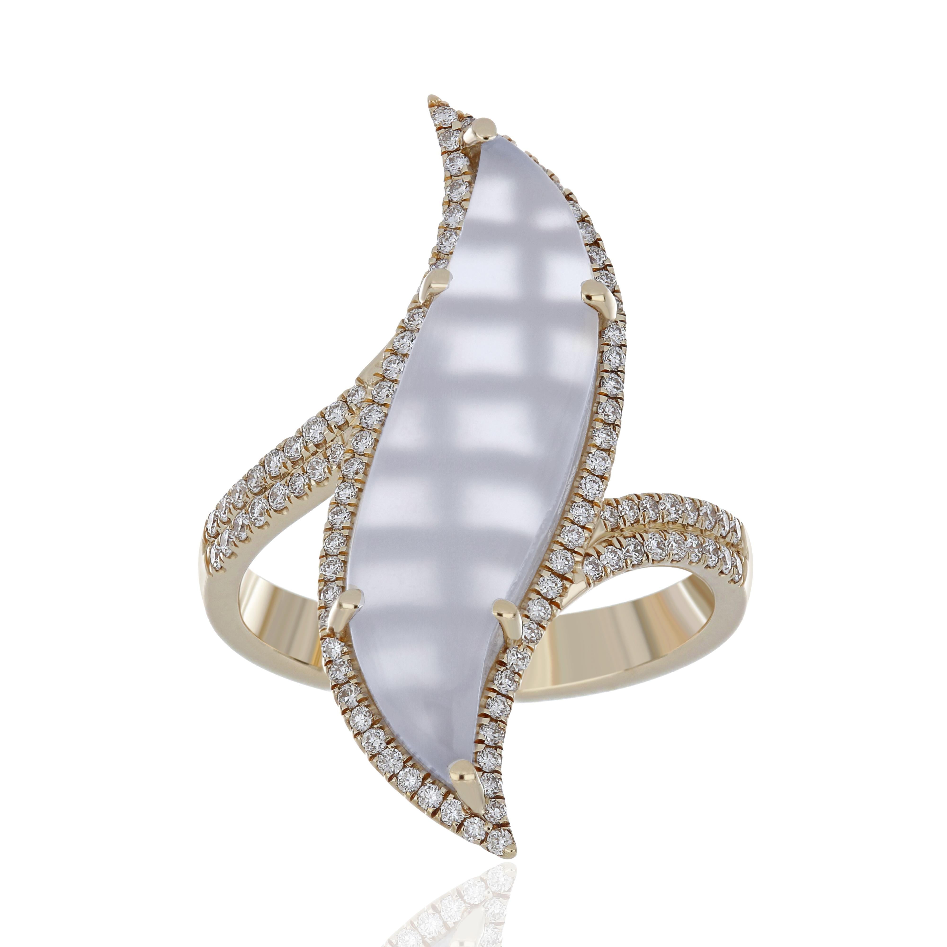 Blue Chalcedony & Diamond Ring, Pendant & Earrings Set in 14K Gold For Sale 5