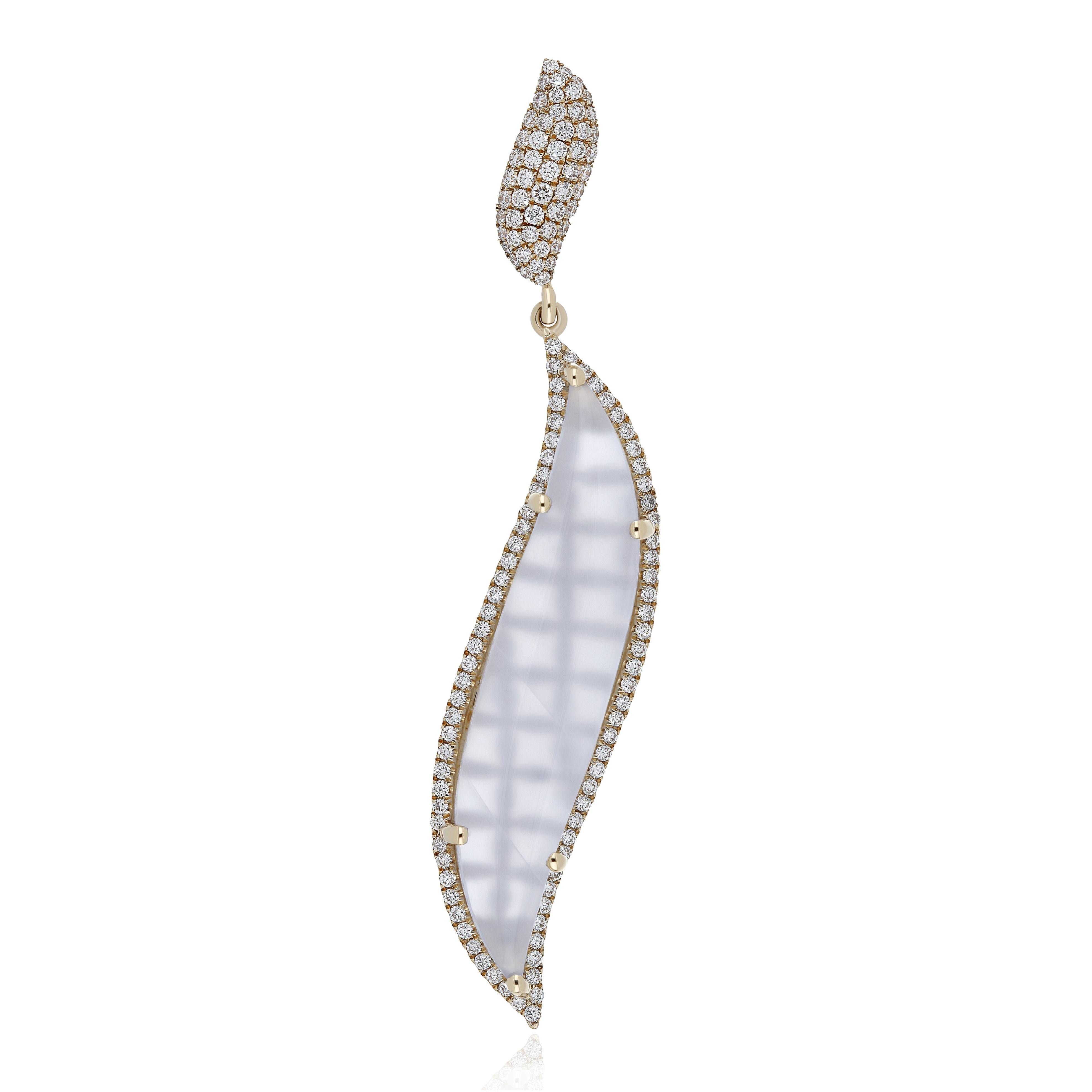 Blue Chalcedony & Diamond Ring, Pendant & Earrings Set in 14K Gold For Sale 2