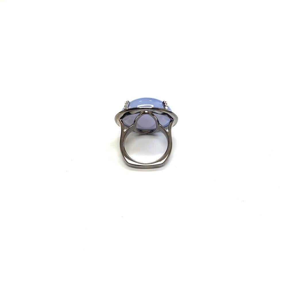 Women's Goshwara Oval Blue Chalcedony And Diamond Ring
