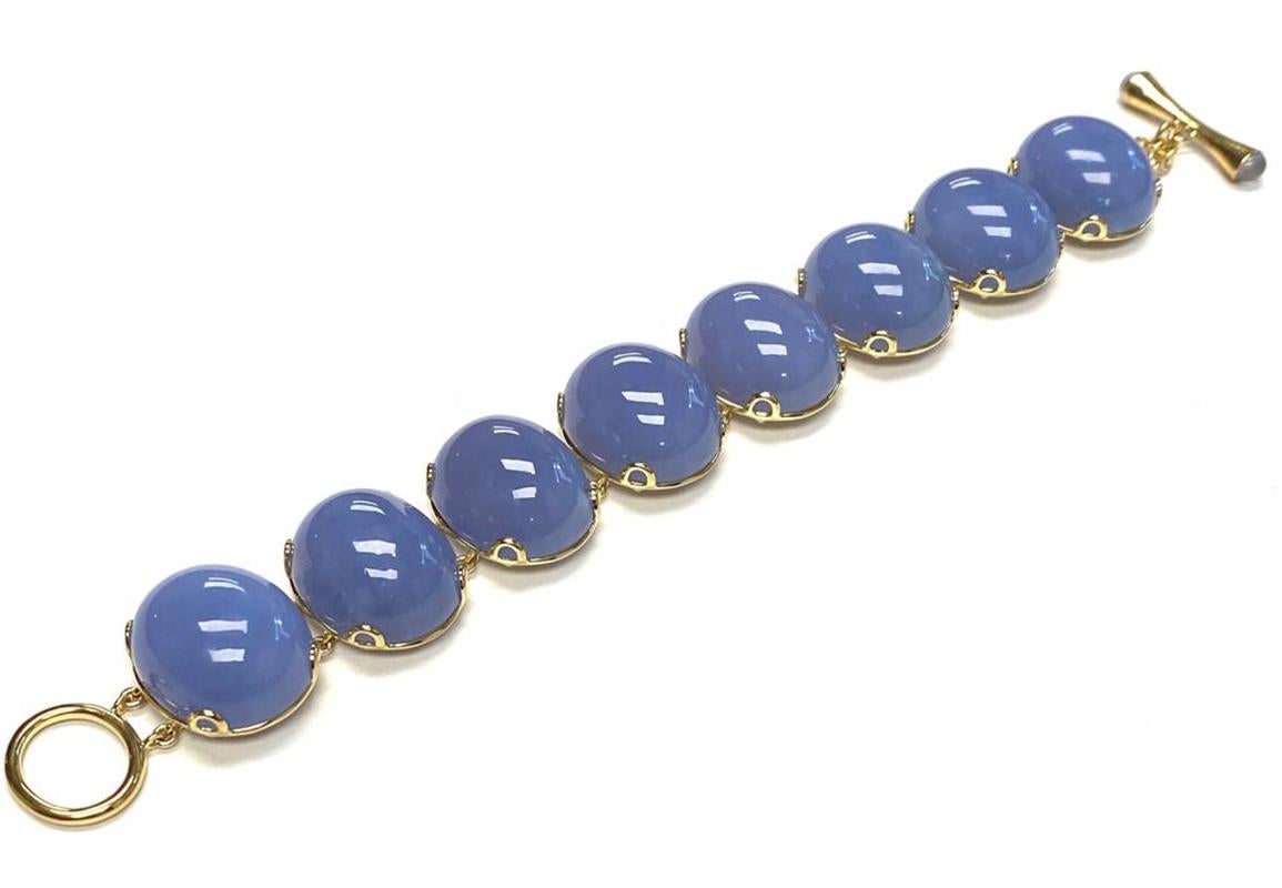 Goshwara Oval Cabochon Blue Chalcedony  Bracelet For Sale 2