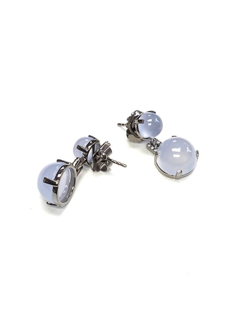 Goshwara Double Cab Blue Chalcedony And Diamond Earrings In New Condition In New York, NY