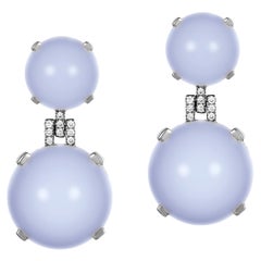 Goshwara Double Cab Blue Chalcedony And Diamond Earrings