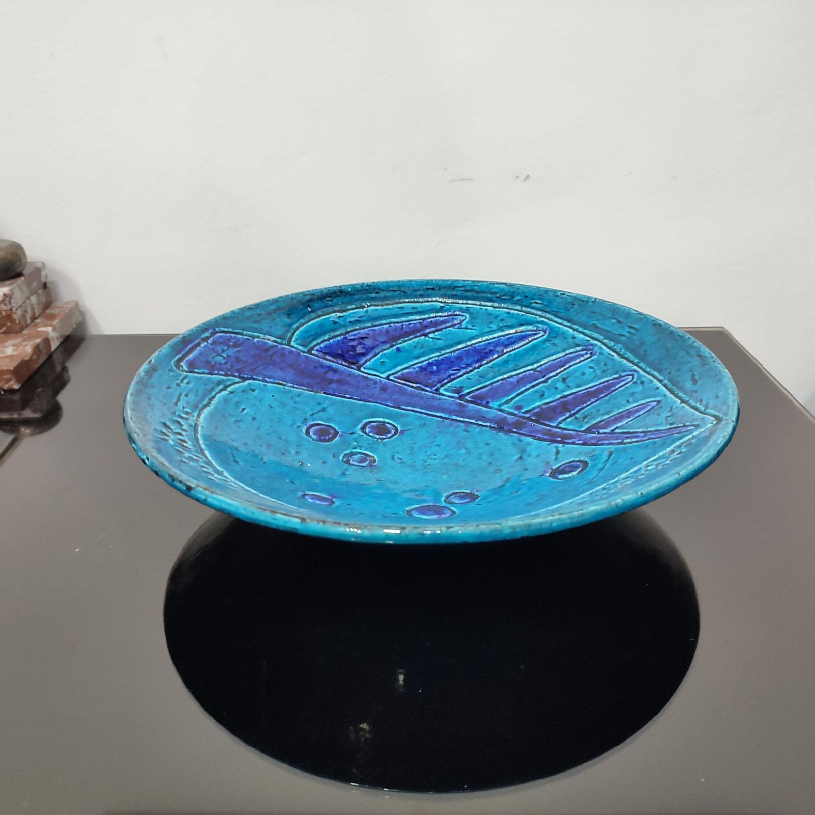 Mid-Century Modern Blue Chamotte Ceramic Bowl by Charlotte Hamilton for Rörstrand, 1940s For Sale