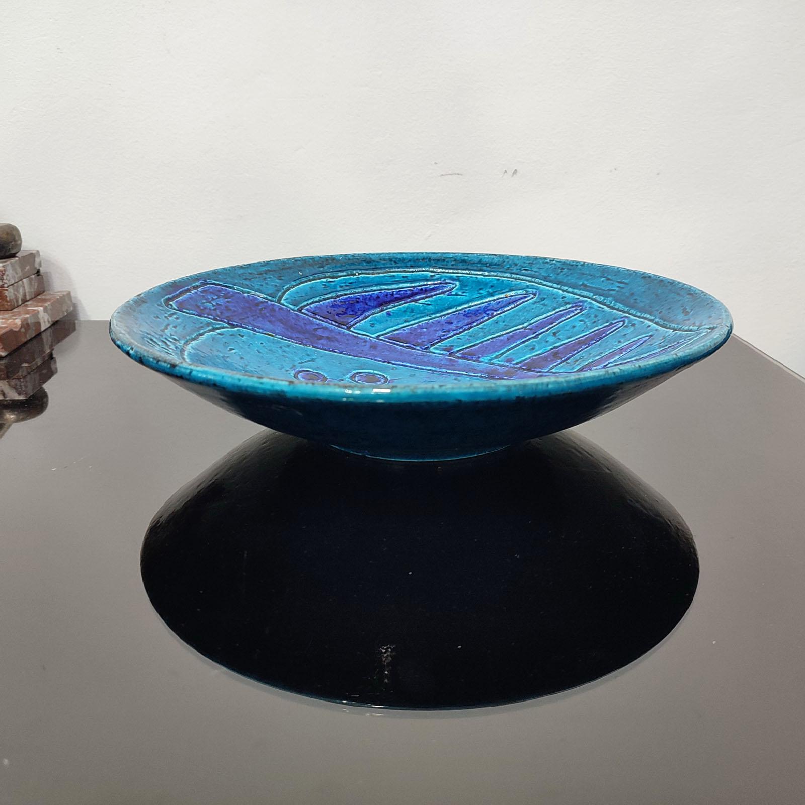 Swedish Blue Chamotte Ceramic Bowl by Charlotte Hamilton for Rörstrand, 1940s For Sale