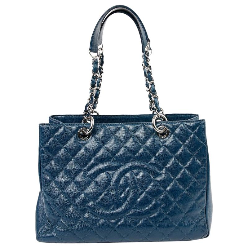 Blue Chanel Grained Leather Tote