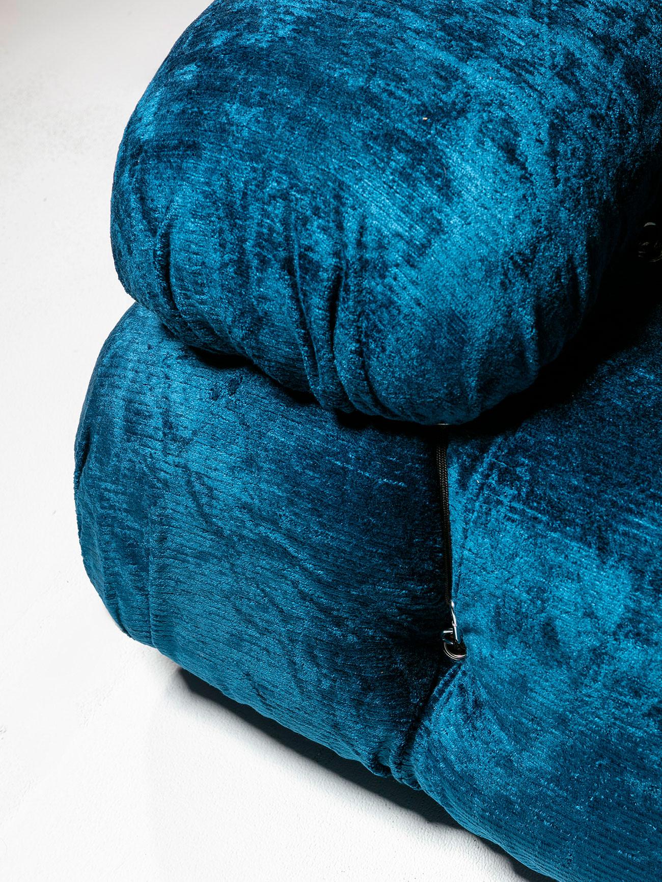 Blaues Chenille-Sofa „Camaleonda“ in Blau von Mario Bellini für B&B, Italien, 1970er Jahre im Angebot 2