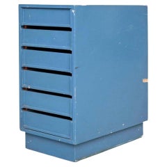 Cassettiera blu razionalista Wood Olanda, circa 1960