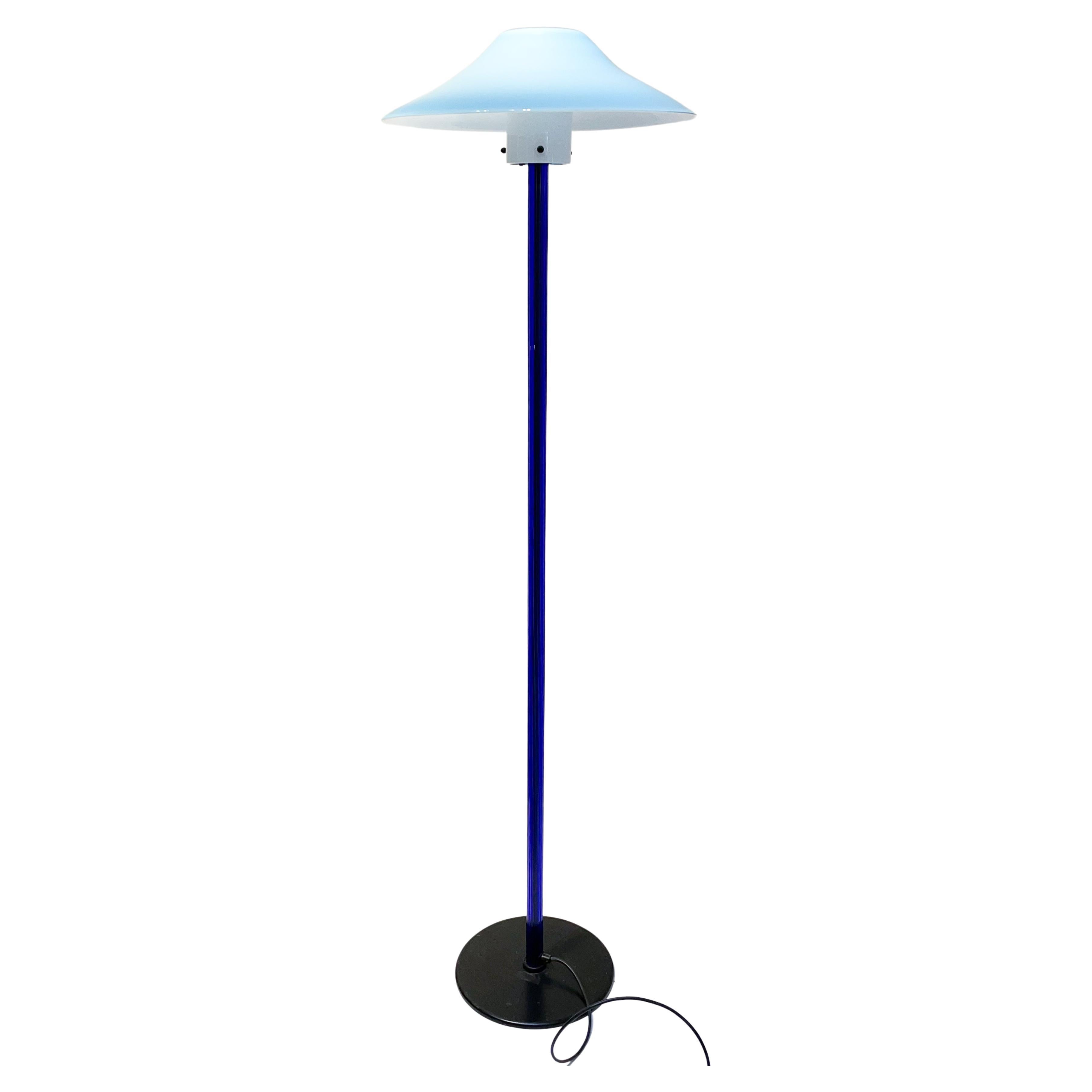 Blue Chiara Floor Lamp by Cini Boeri for Venini, Italy, 1980s For Sale