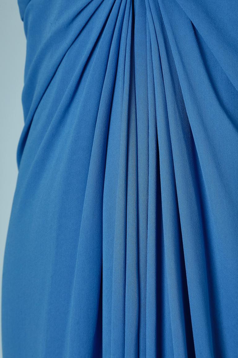 Bleu Robe de soirée à bustier en mousseline de soie bleue ESTEVEZ en vente
