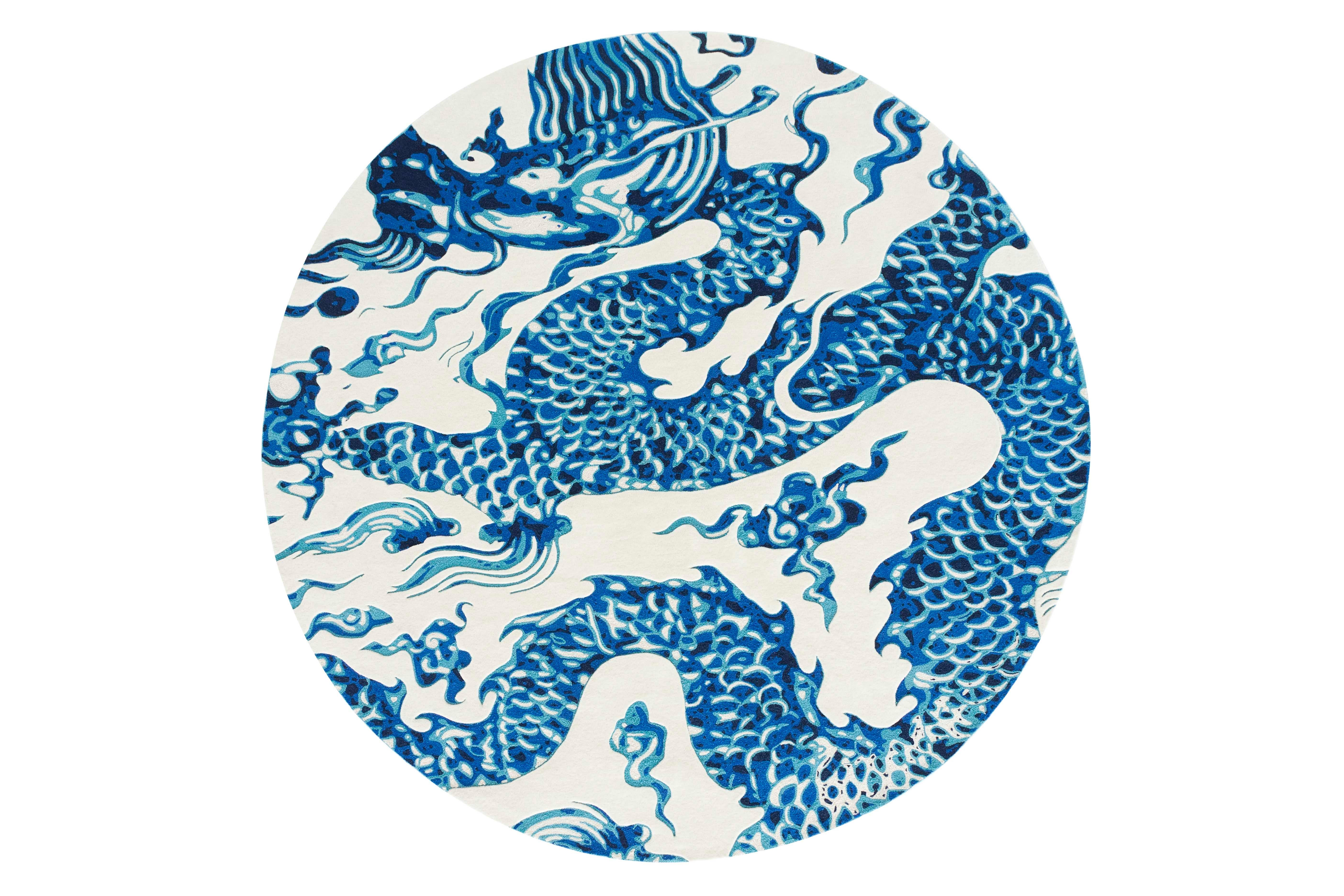 Blue China Rug by Gandia Blasco
Design by Mapi Millet
Dimensions: D 250 cm. 
Materials: 100% wool.
Weight: 20.5 kg

Passion for life outdoors, a dream come true on the edge of a cliff in the north of Ibiza. The elemental and architectural geometry