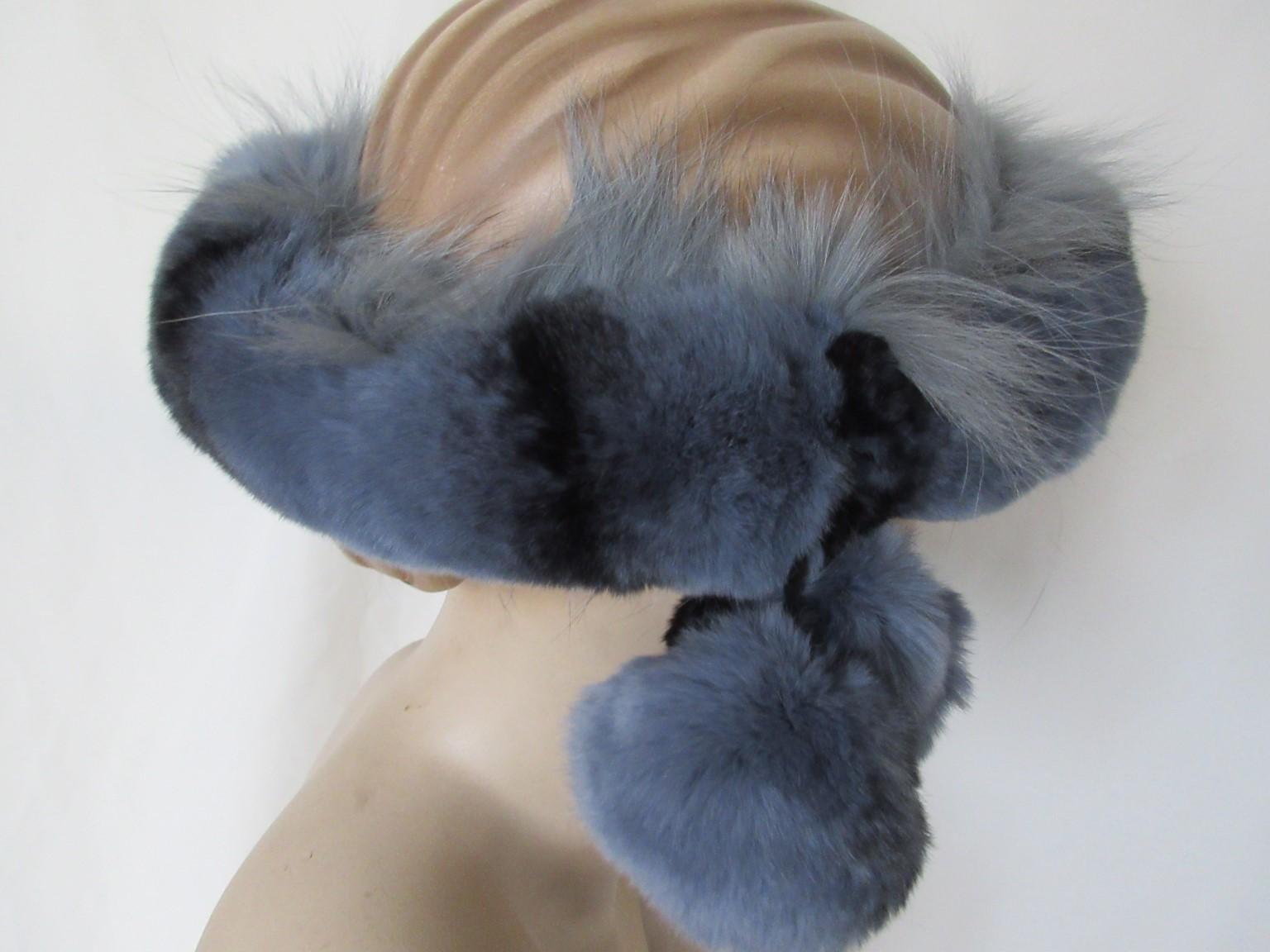 Gray Blue Chinchilla Fur Headband For Sale