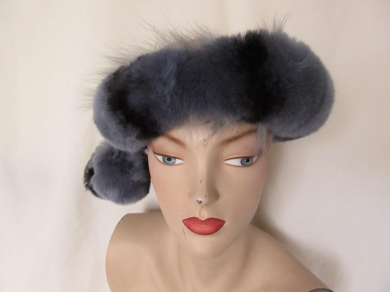 Blue Chinchilla Fur Headband For Sale 1