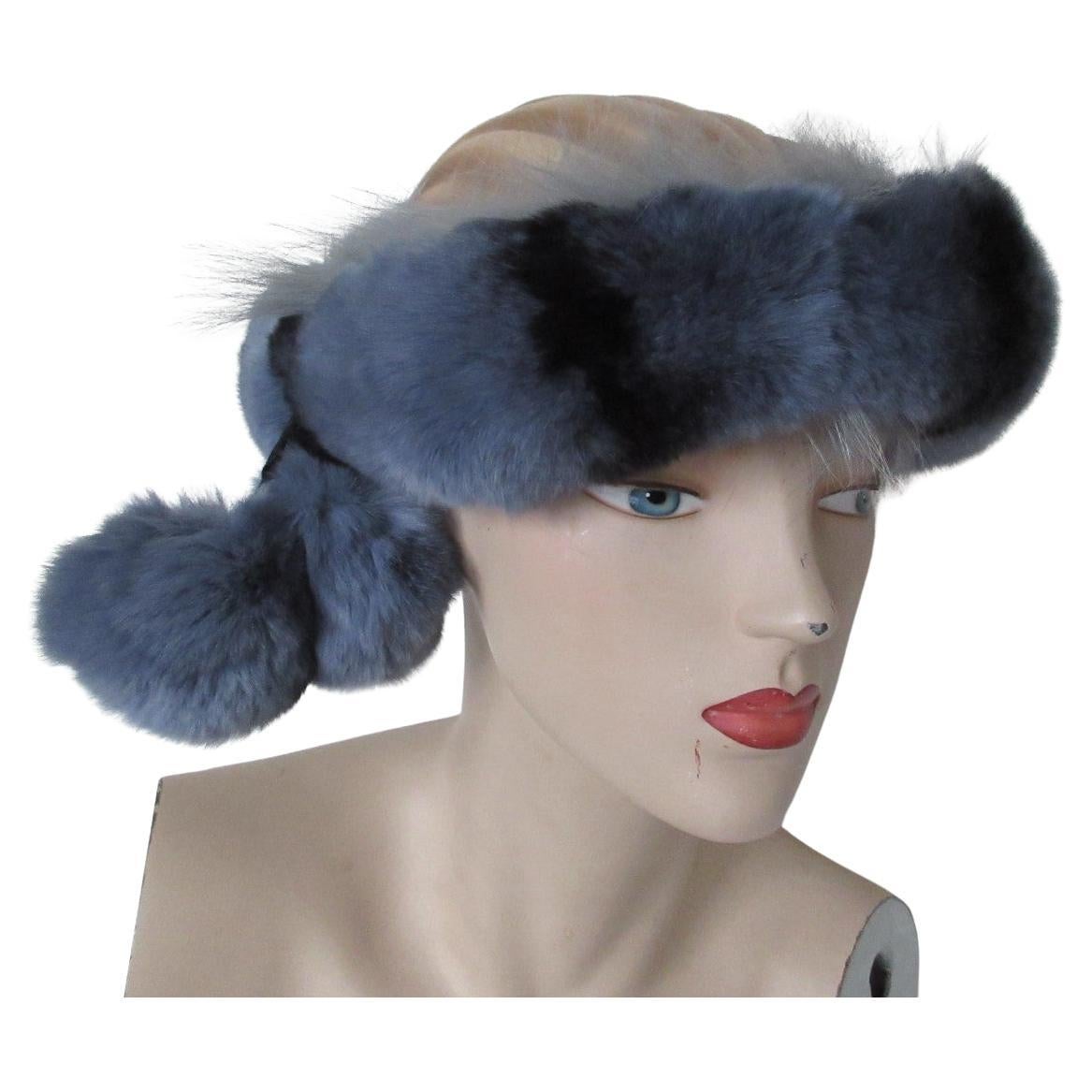 Blue Chinchilla Fur Headband For Sale