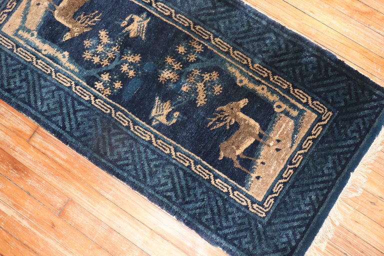 Blue Chinese Animal Pictorial Rug For Sale at 1stDibs